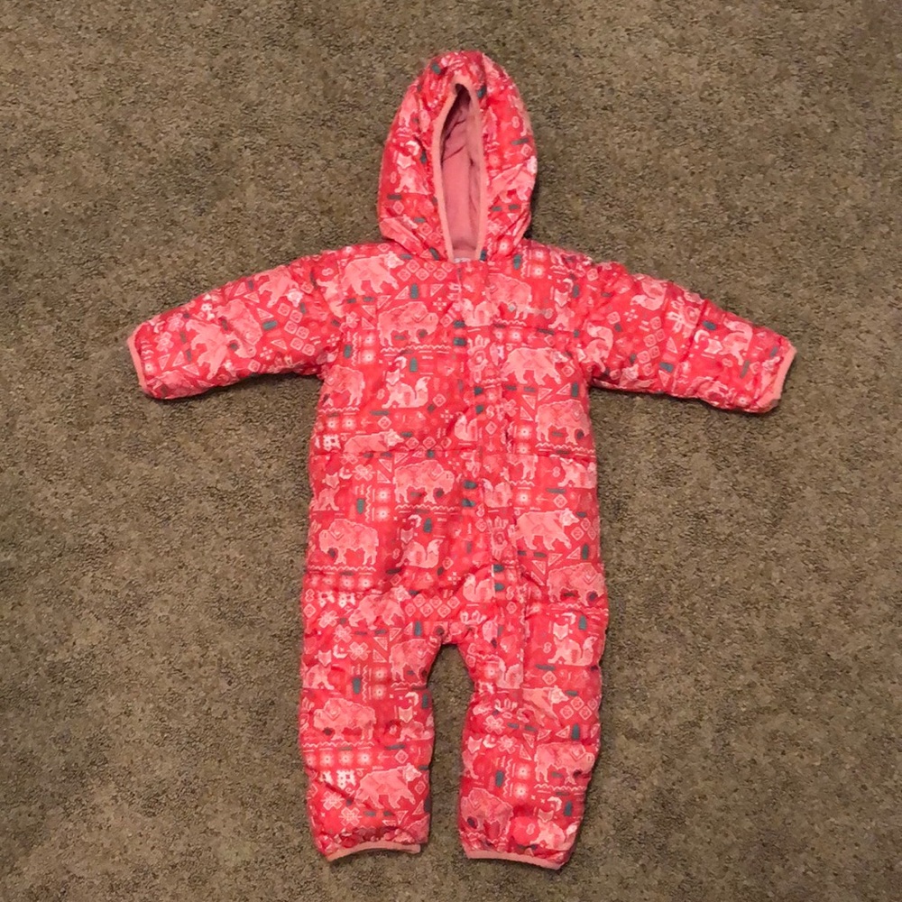 Columbia one piece bunting snowsuit 12-18 months. Very warm!